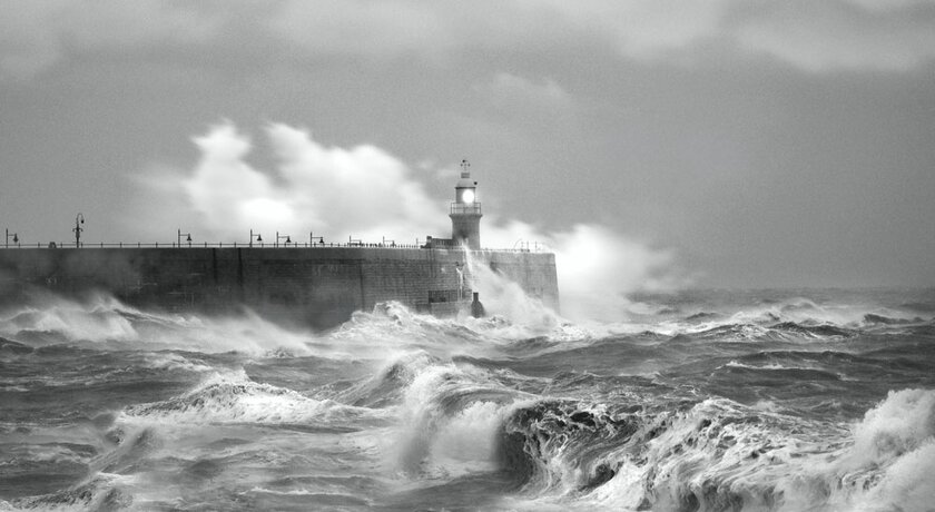 Hurricane in black and white